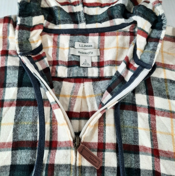 LL Bean Scotch Plaid Flannel Hoodie Jacket - Picture 7 of 7